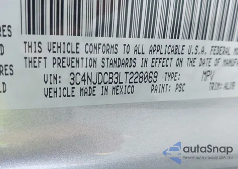 2020 Jeep Compass Limited 4X4 z USA, uszkodzony, nr VIN 3C4NJDCB3LT228069
